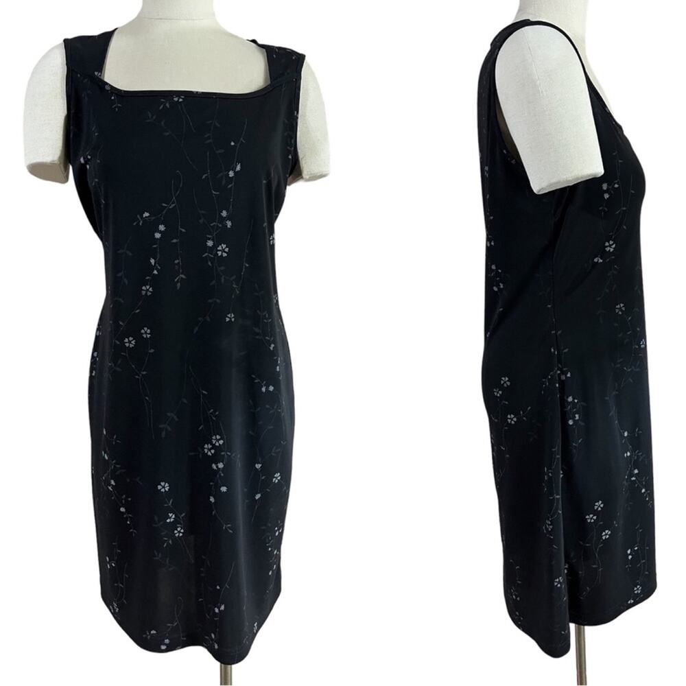 Vintage 90s Alyn Paige dress black floral shirt SIZE 11/12 modern small?